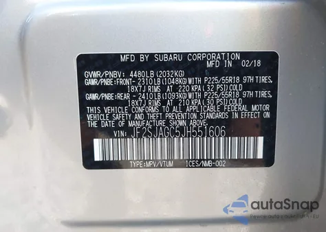 2018 Subaru Forester 2.5I Premium z USA, uszkodzony, nr VIN JF2SJAGC5JH551606